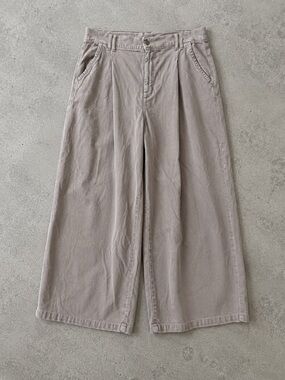 American Eagle Super High Rise Wide Leg Pants 18 Short Lyocell Blend Taupe 2023